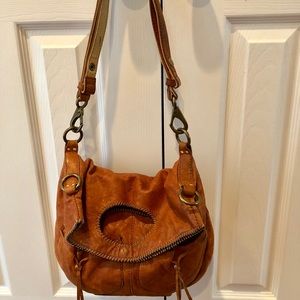 Lucky leather hobo foldover shoulder bag